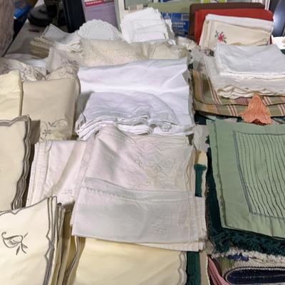 Assortment  Of Vintage Tablecloths, Napkins,Table Runners, Placemats & More