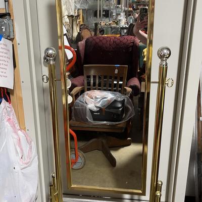 Vintage Brass Swivel Mirror 