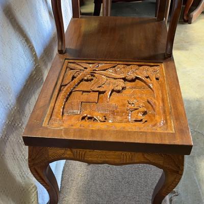 Vintage Monkey Pod Wood Carved End Table 