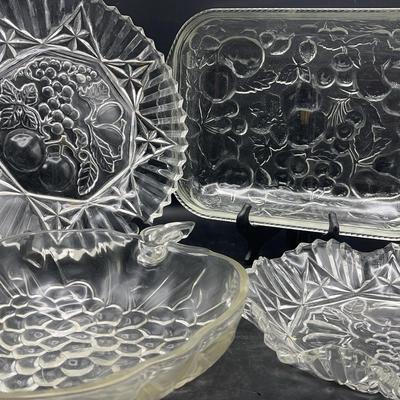 Vintage Clear Glass Serving Pieces