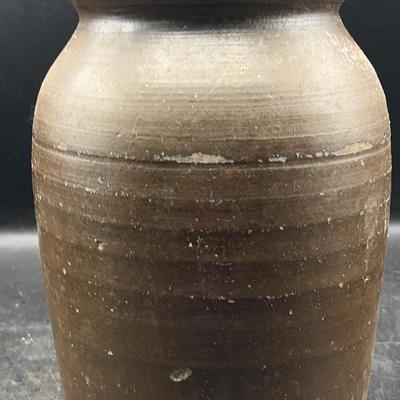 Brown Crock With Lid 