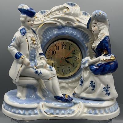 Vintage Handpainted Mantel Quartz Clock 