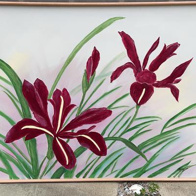 Vintage Handpainted Lily Canvas 