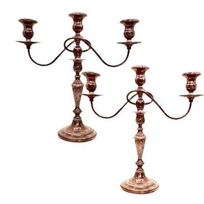 Lot 050-336  
Fisher Sterling Silver Three-Arm Candelabra, Pair