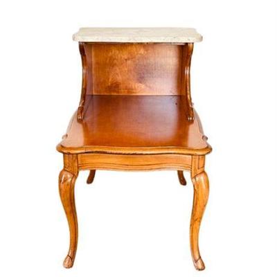 Lot 032-046  
Mid-Century Wood And Marble Tiered Side Table