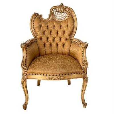 Lot 033-012   French Rococo Style Tufted Accent Armchairs