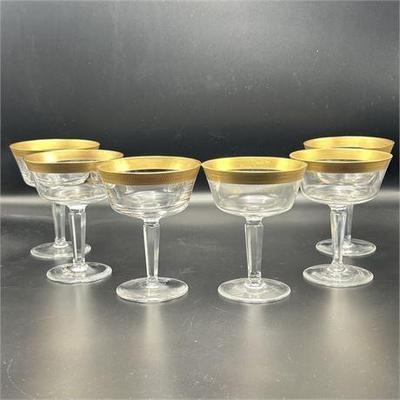 Lot 119   
Tiffin Franciscan Gold Rimmed Champagne Goblet