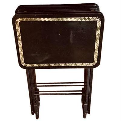 Lot 073  
Vintage Snack Trays And Caddy
