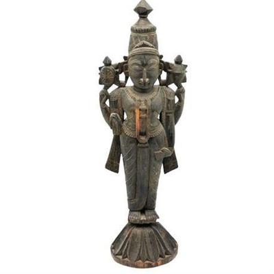 Lot 095  
Rare Hand-Carved Wooden Vishnu Statue