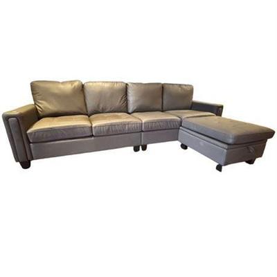 Lot 040-170   
Contemporary Bonded Leather Sofa and Ottoman, Grey