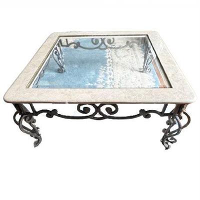 Lot 032-044 
Vintage Marble Coffee Table With Iron Base