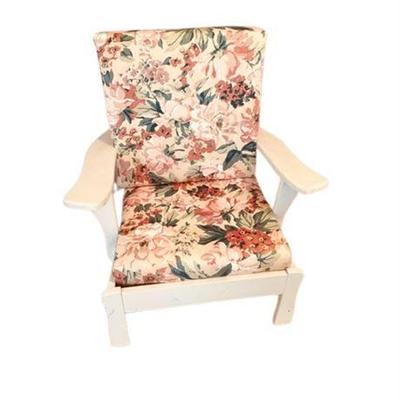 Rocking White Patio Chair With Floral Print Cushions