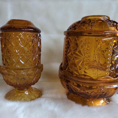 Amber Fairy Light Indiana Glass Stars and Bars
