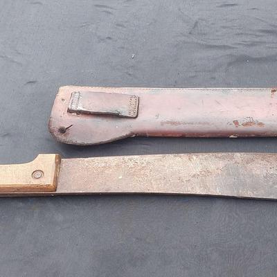 French Machete & Leather Sheath
