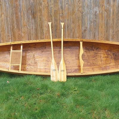 Oak, Mahogany & Fiberglass Handcrafted Canoe