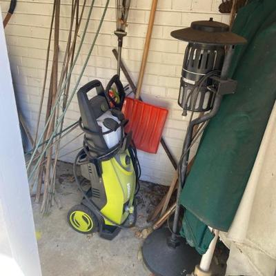Power washer and umbrellas 