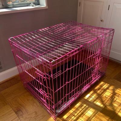 Pink dog crate