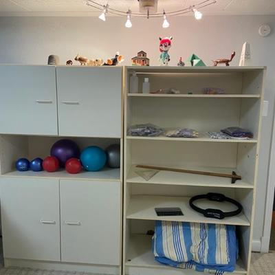 Storage shelves and exercise equipment 