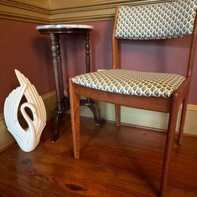Teak Chair, Royal Hagger Swan, & Centurion Marble Table