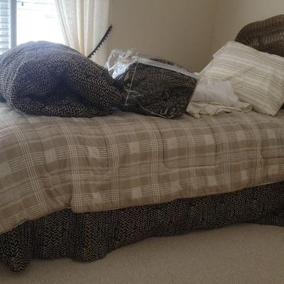 Twin Bed Lot – Frame, Headboard, Mattress & Linens