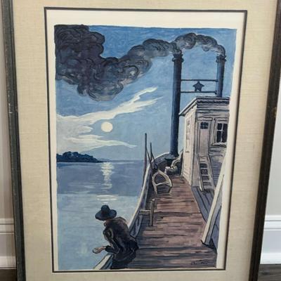 "Different Kinds of Moonlight Change the Shape of the River" by Thomas Hart Benton