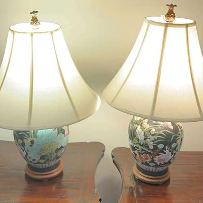 Decorative Asian Floral Ceramic Table Lamps 