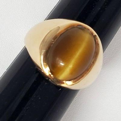 Men's Tiger Eye 10kt Yellow Gold Ring 13 Grams