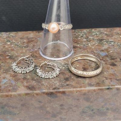 Sterling Silver, Pearl, Tourmaline 