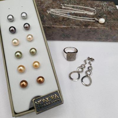 Honora Pearl, Diamond, Sterling Silver