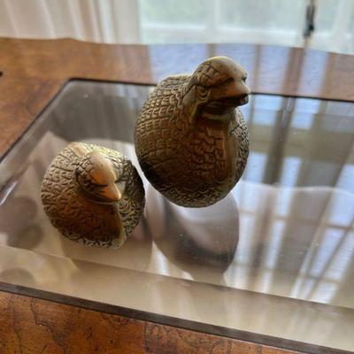 Brass Quail Figurines 