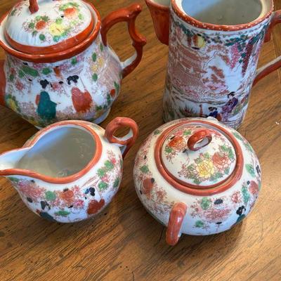 Vintage Asian Hand Painted Tea Set 