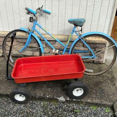 Vintage Free Spirit 3 Speed Bike & Red Wagon
