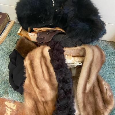 Vintage Fur Vest, Muffs, Pelts & Leather Gloves