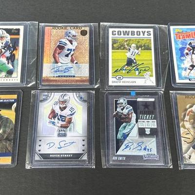 Football Trading Cards Including Signed Bill Bates And 1993 Topps #173 Emmitt Smith Cowboys Card