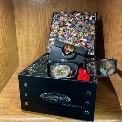 Limited Edition Ed Hardy Watch By Christian Audigler & 1971 140 Black Dragon Glasses 