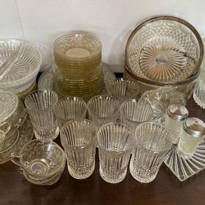 Vintage Cut Dishes & Glasses, Chrome & Glass Serving Bowls