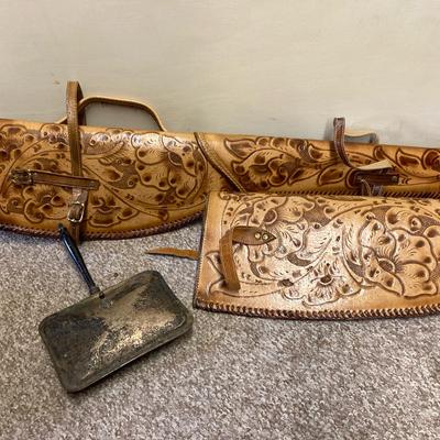 Flower & Horse Gun Holsters Made In Mexico & Silver On Copper Bed Warmer