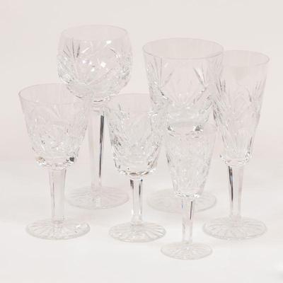 very large collection of assorted Waterford crystal stemware in Ashling pattern