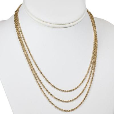 14k triple strand rope chain necklace