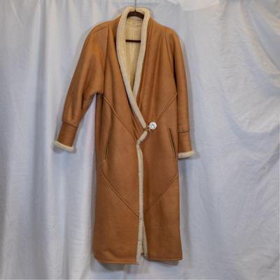  a full length tan shearling coat