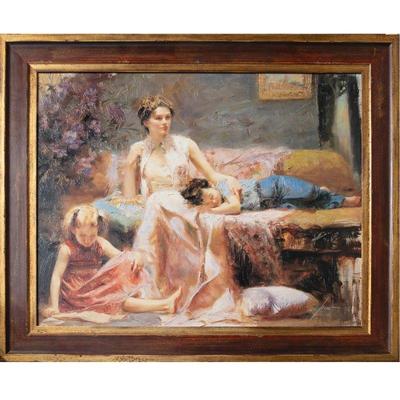 Pino Daeni giclee of mother and children
