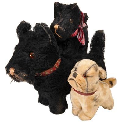 Nice plush animals include two Scotty dogs and a cute bulldog pup