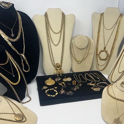 Large Collection  Of Gold Tone Jewelry 