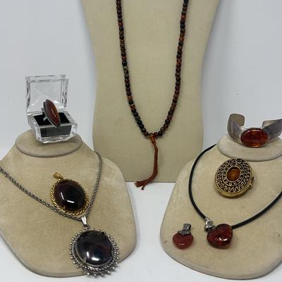 Silver Sterling Pieces With Brown Stones And More