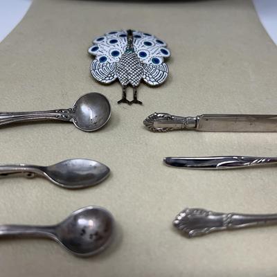 Sterling Silver Spoons And Fork Pins And More