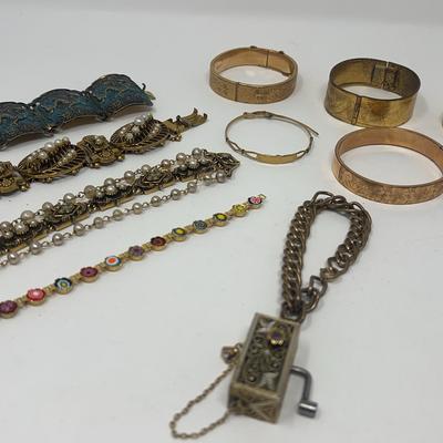 Vintage Bracelets  and Bangles  In Gold Tone