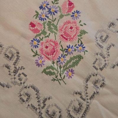 Beautiful Hand Made Cross Stitch/ Embroidered Linens