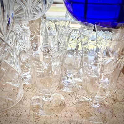 Vintage floral footed glasses