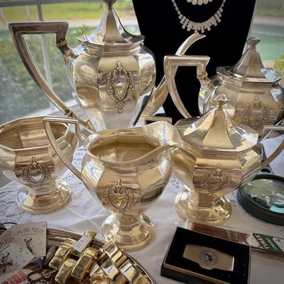 Antique sterling silver tea set, likely Barbeau