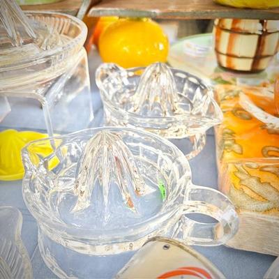 Vintage Florida orange citrus reamers, juicers, decor